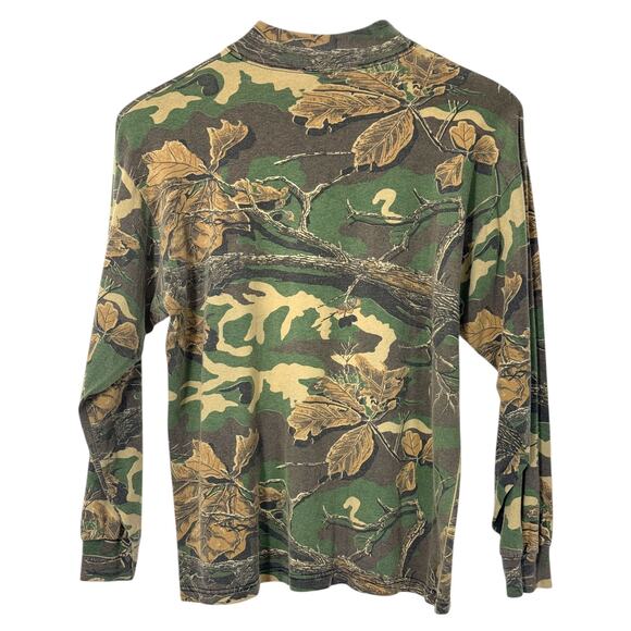 VTG USA PK Clothing Co Mossy Oak Mock Neck Shirt L Woodland Plus Camo Hunting - Picture 11 of 15